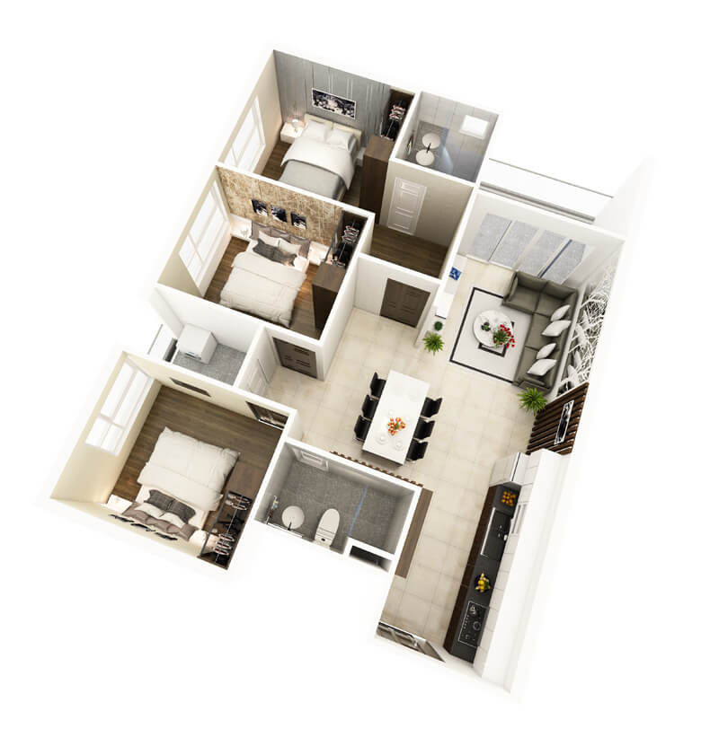 Sơ đồ mặt bằng căn hộ A2 Saigon Skyview