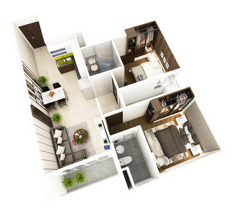 Sơ đồ mặt bằng căn hộ B3 Saigon Skyview